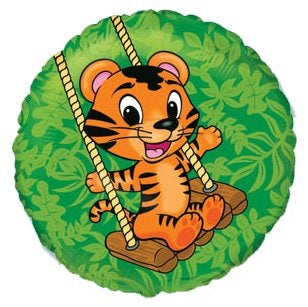18" Green Circle Tiger Cub Mylar Balloon