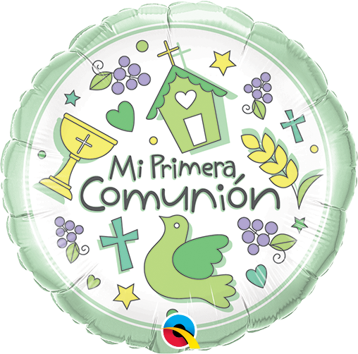 9" Airfill Only Round Mi Primera Comunion (Spanish) Foil Balloon