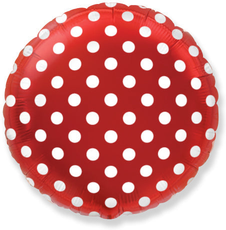 18" Round Polka Dots Balloon Red