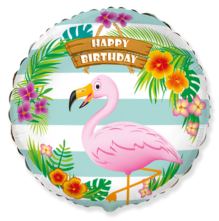 18" Happy Birthday Flamingo Foil Balloon
