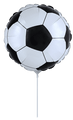 The Flexmetal 9" Airfill Only Football/Soccerball Foil Balloon features a classic black and white soccer ball design. Sticks are sold separately.