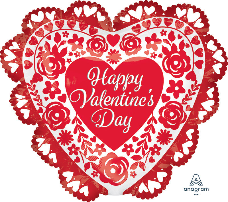 23" Intricates Valentine Roses are Red Foil Balloon