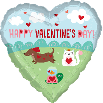 18" Happy Valentine's Day Pets Balloon