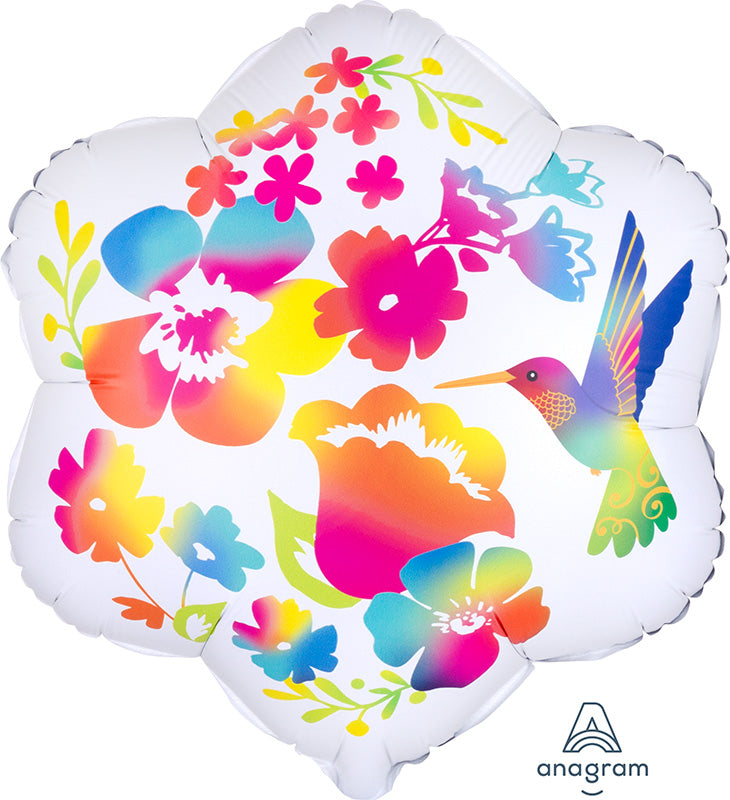 18" Satin Infused Watercolor Flowers Foil Balloon