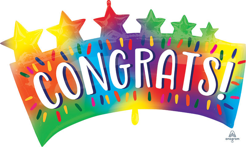 34" Congrats Star Banner SuperShape Foil Balloon