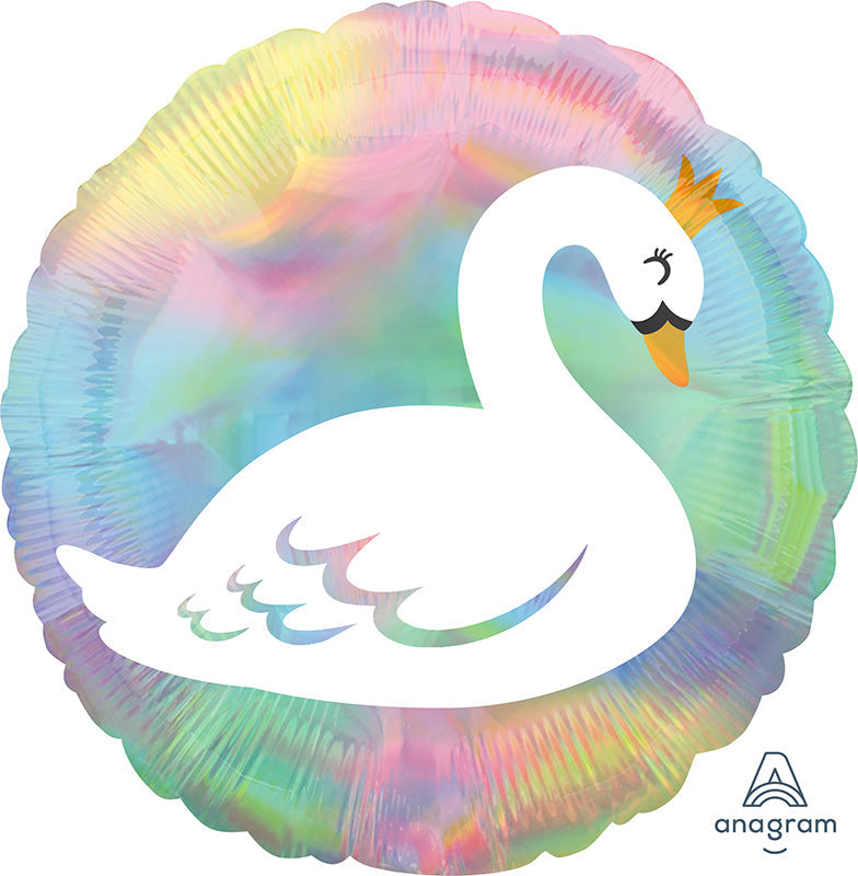 18" Iridescent Pastel Swan Foil Balloon