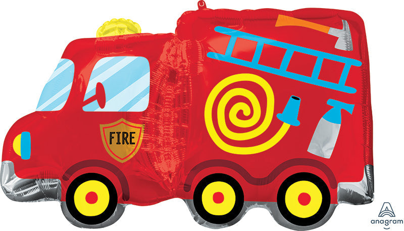 30" Fire Truck SuperShape Foil Balloon