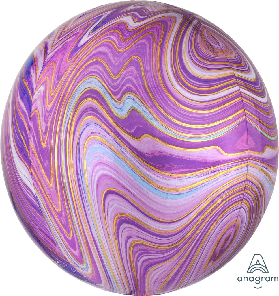 16" Jumbo Purple Marblez Orbz Foil Balloon
