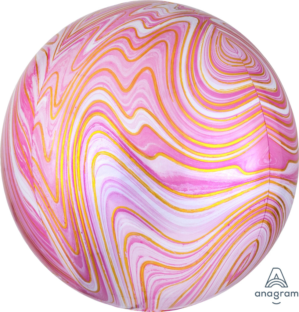 16" Jumbo Pink Marblez Orbz Foil Balloon
