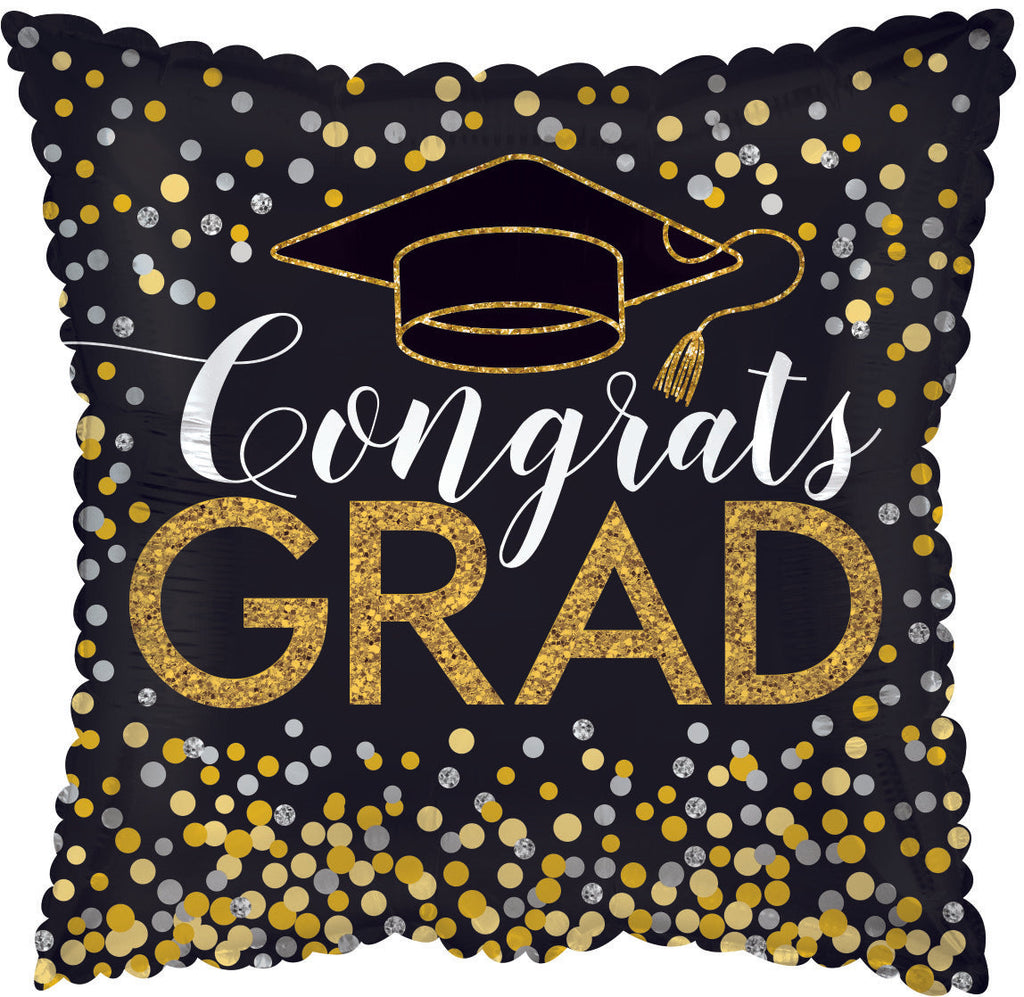 17" Grad Glitter Confetti Foil Balloon