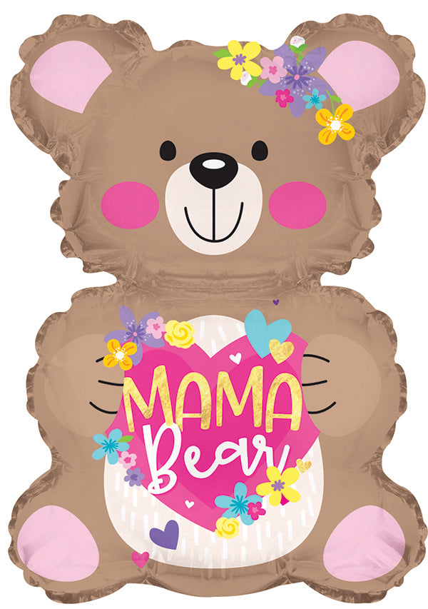 22" Rose Cheek Mama Bear Foil Balloon