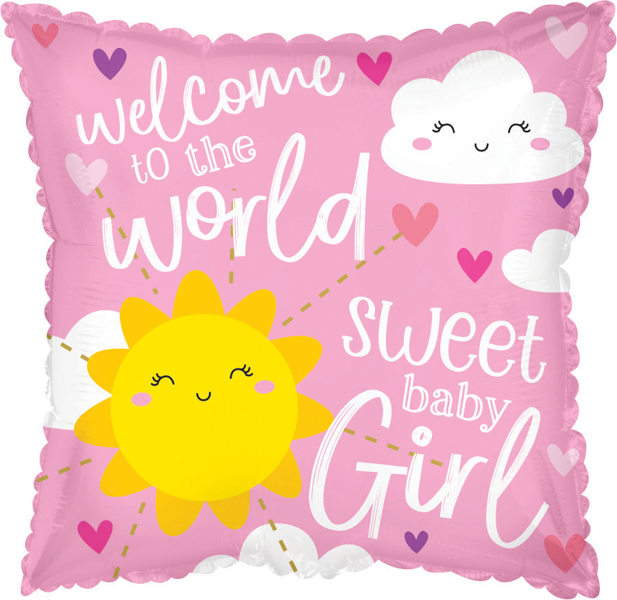 Uninflated 17" Welcome Baby Girl Foil Balloon Manufactured By CTI Industries Corporation of Lake Barrington IL