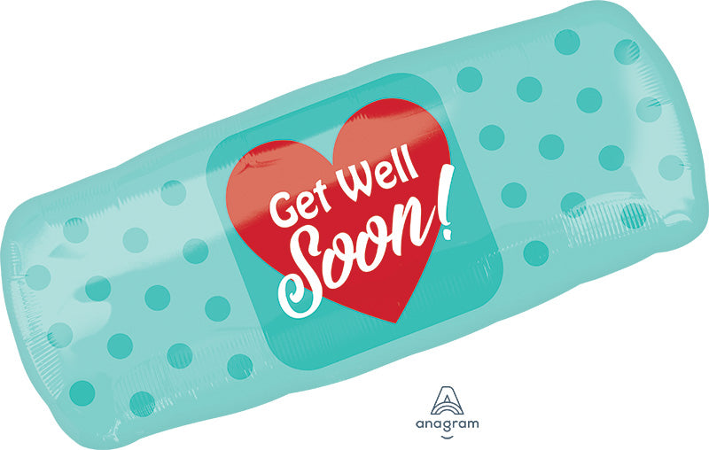 29" SuperShape Get Well Soon Bandaid Foil Balloon