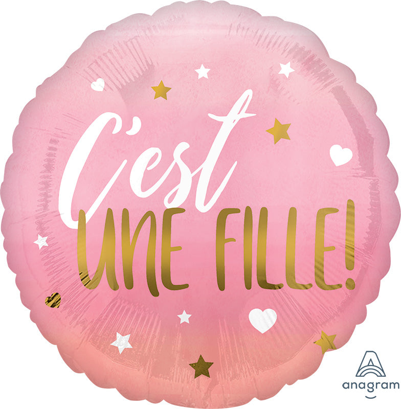 18" c'est une fille Pink Ombre Foil Balloon