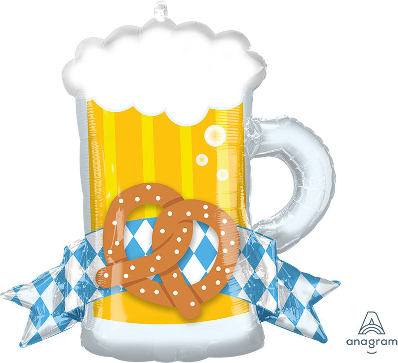 Not Inflated 26" SuperShape Oktoberfest Mug Foil Balloon Manufactured By Anagram Amscan Leader in Foil Balloons/MD