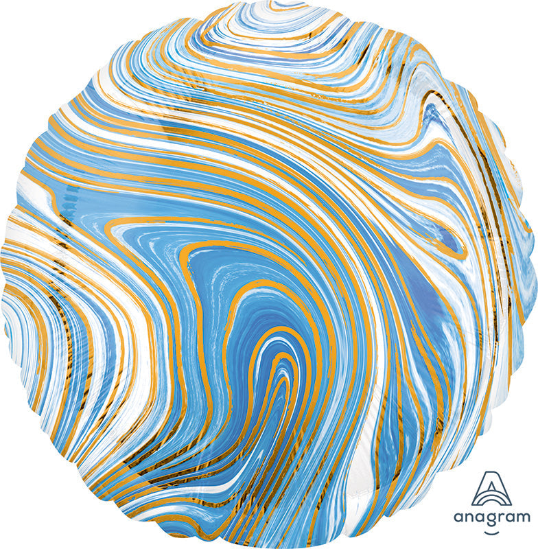 18" Marblez Blue Circle Foil Balloon