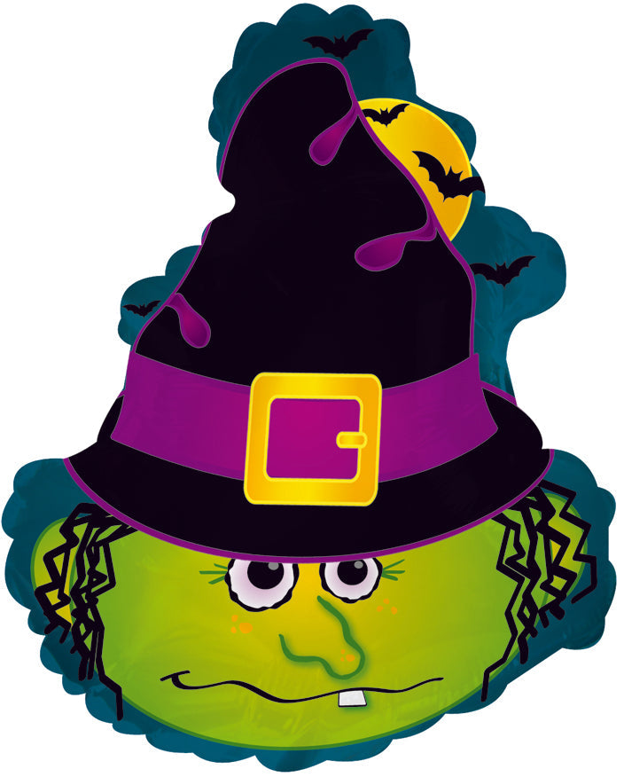 11" Airfill Only Witch Face Night Scene MiniShape Balloon