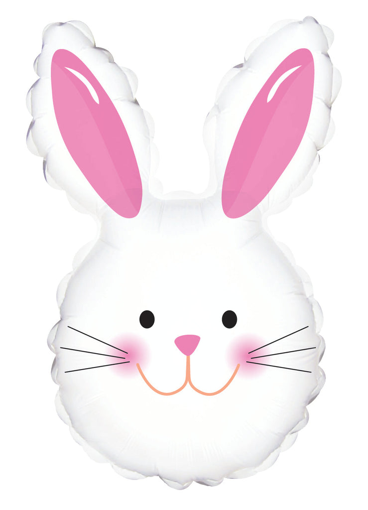 12" Airfill Only Happy Bunny Head White Balloon