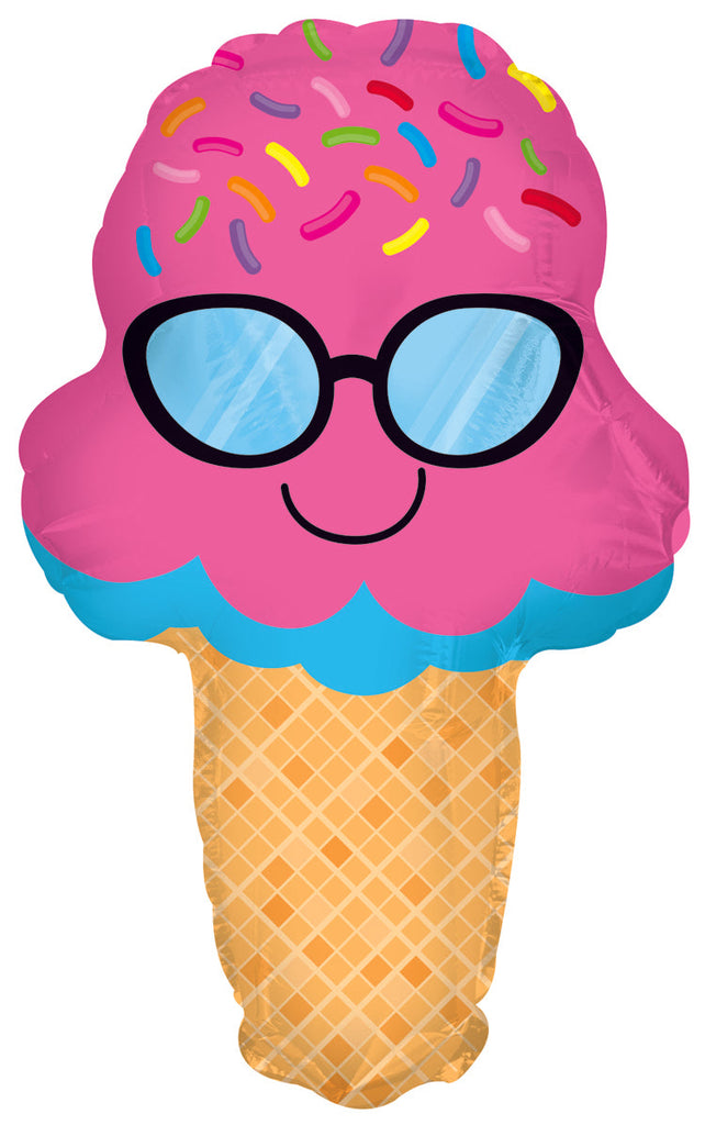 11" Airfill Only Ice Cream Cone With Shades Foil Balloon