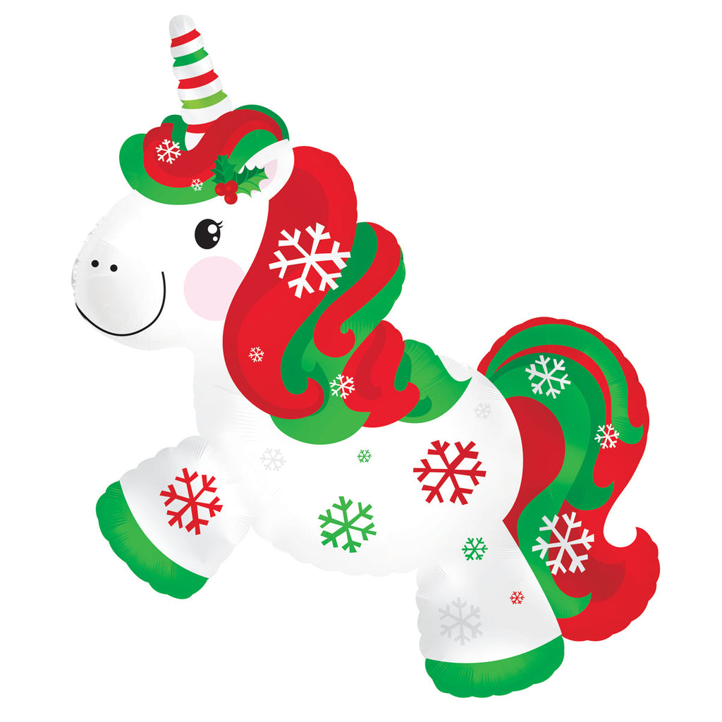 12" Airfill Only Christmas Unicorn Foil Balloon