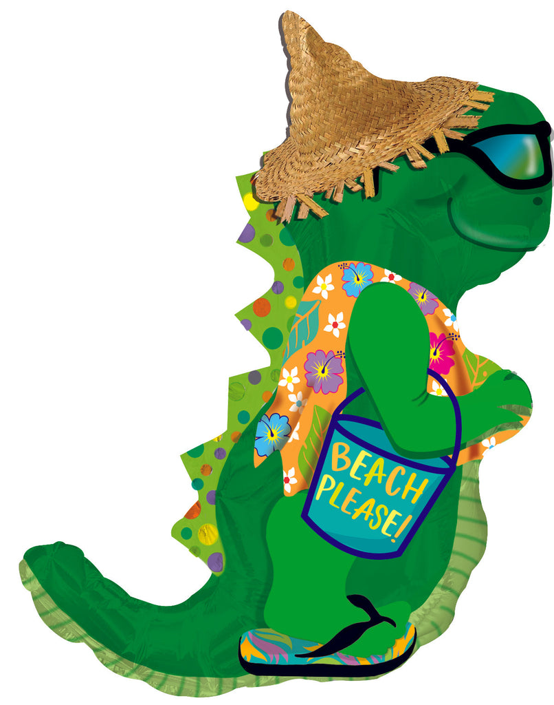 12" Airfill Only Beach Ready Dino Foil Balloon