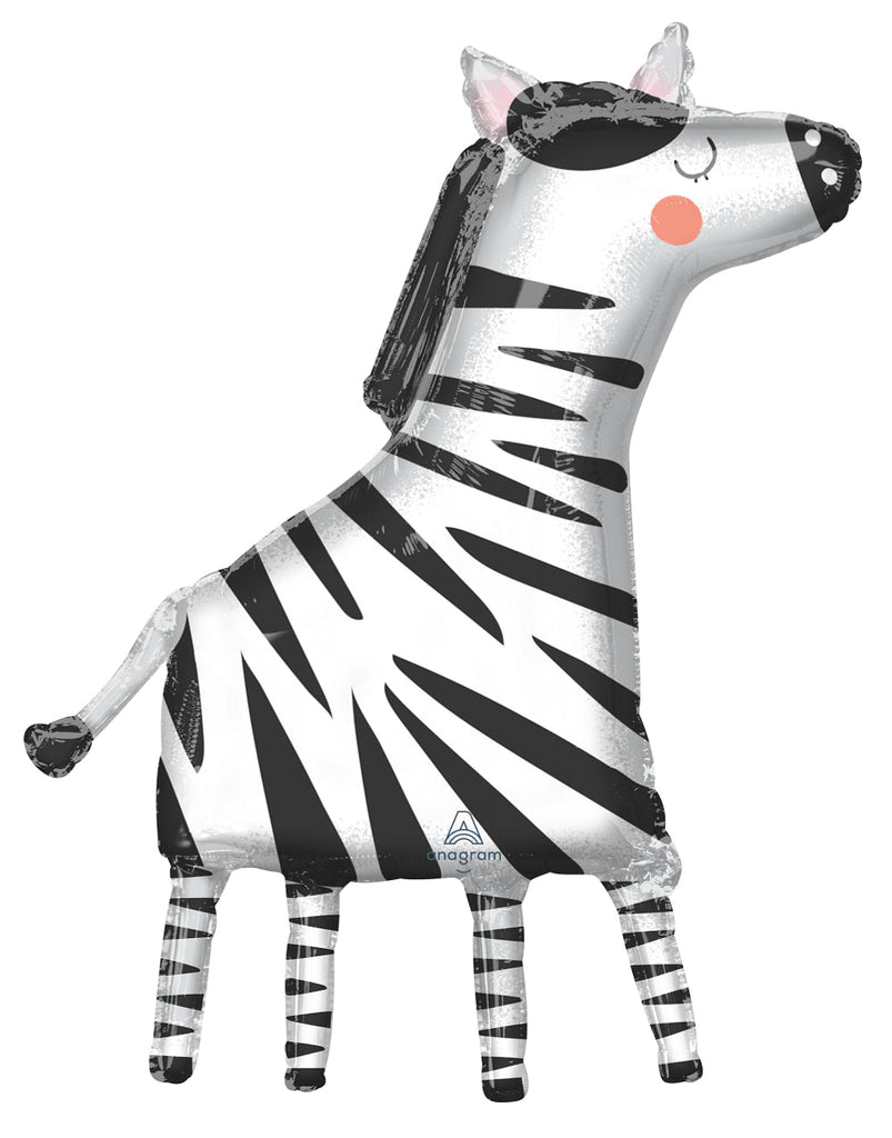36" SuperShape Get Wild Zebra Foil Balloon