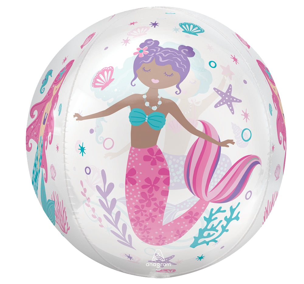 16" Orbz Clear Shimmering Mermaid Foil Balloon