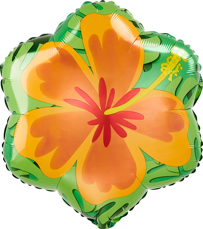 18" Summer Orange & Purple Hibiscus Foil Balloon