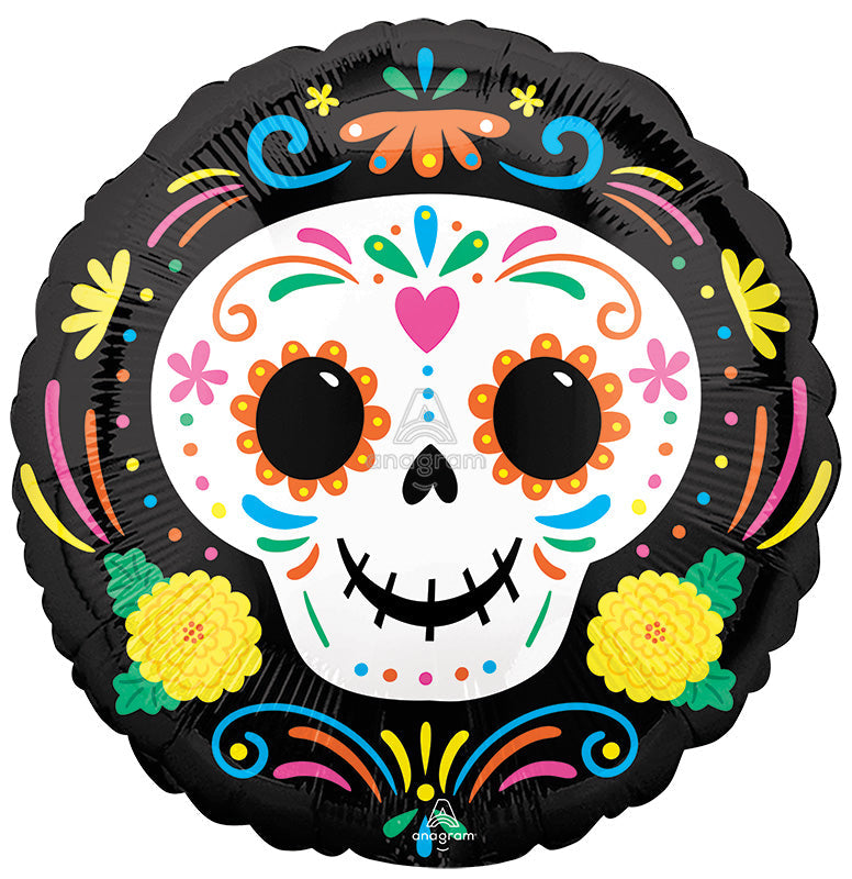 18" Day of the Dead Skull Foil Balloon