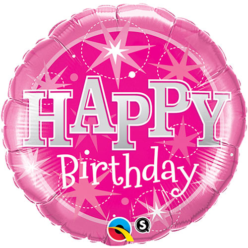 36 Inches Packaged Birthday Pink Sparkle Balloon Made by Qualatex