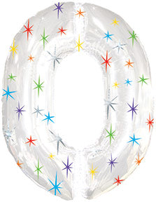 38" Multi-Colored Sparkles Zero Balloon