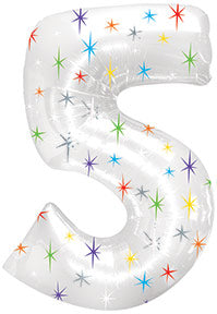 38" Multi-Colored Sparkles Five Balloon