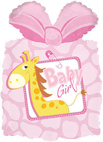 25" It's a Girl Present with Giraffe Balloon