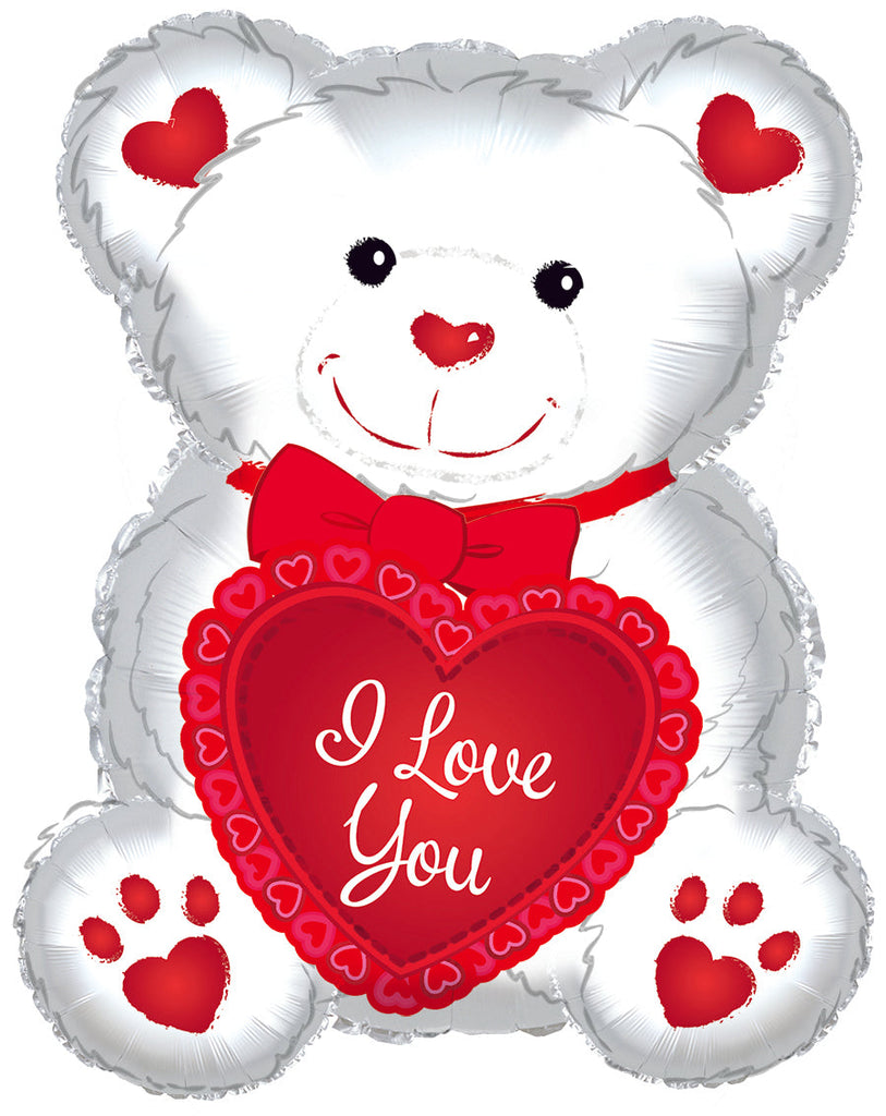 20" I Love You White Bear Balloon