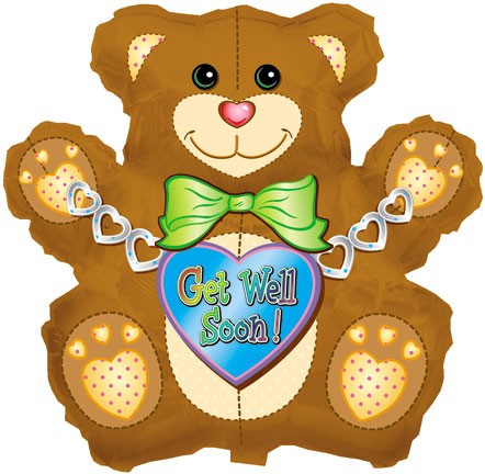 34" Get Well Bear Foil Balloon
