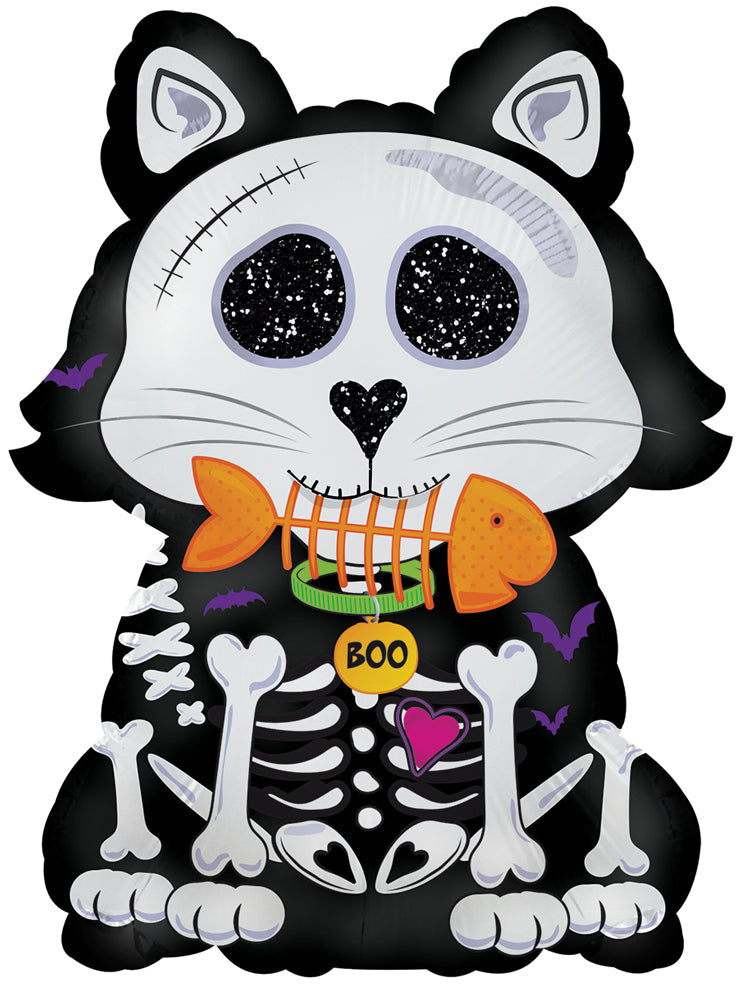 24" Skeleton Kitty Foil Balloon
