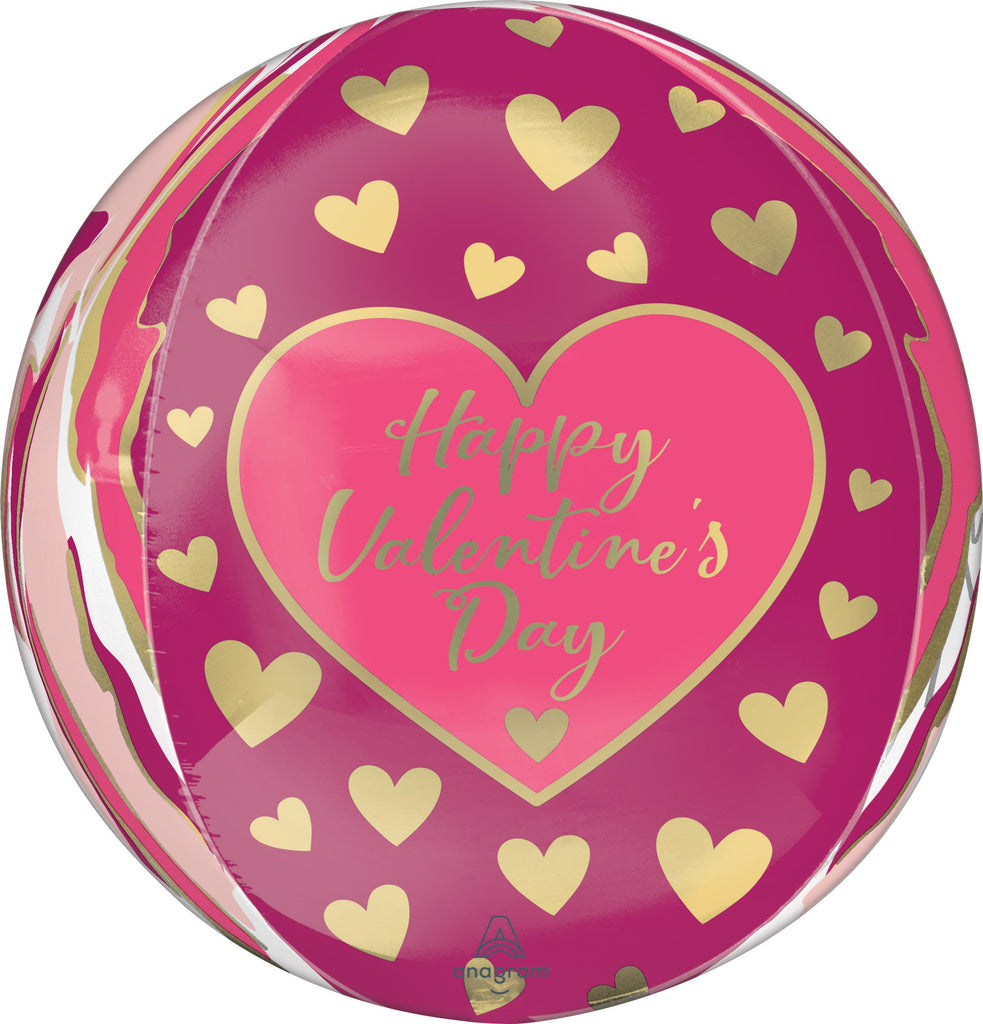 16" Orbz Happy Valentine's Day Abstract Marble Foil Balloon