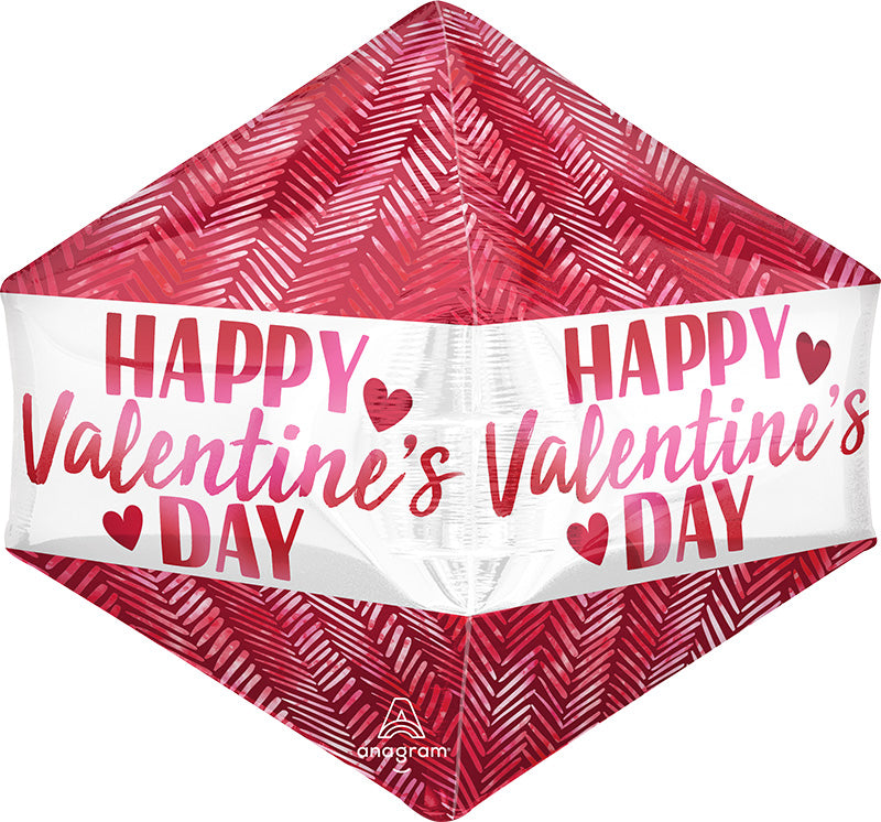 21" UltraShape Anglez Happy Valentine's Day Ribbed Lines Foil Balloon