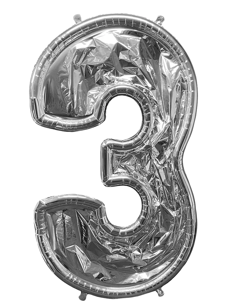 50" Balloon Formz BalloonFormz Number 3 Silver Foil Balloon