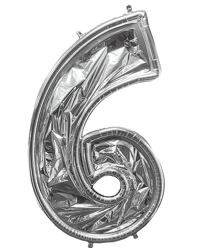 50" Balloon Formz BalloonFormz Number 6 Silver Foil Balloon