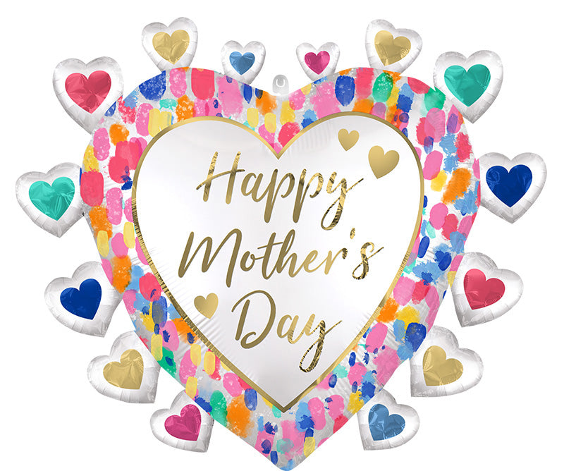 Not Inflated 27" SuperShape Satin Happy Mother's Day Colorful Watercolor Foil Balloon Brand Name Anagram Amscan Leader in Foil Balloons/MD
