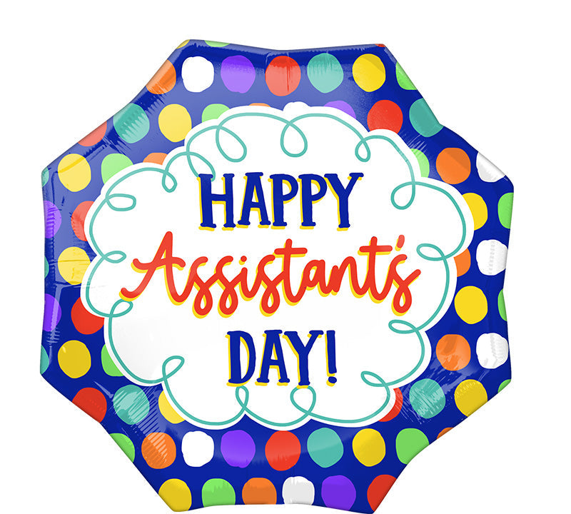 22" SuperShape Happy Assistant's Day Dots Foil Balloon