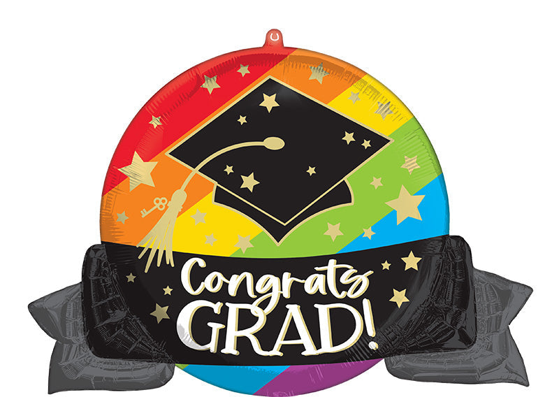 32" SuperShape Bold Rainbow Grad Foil Balloon