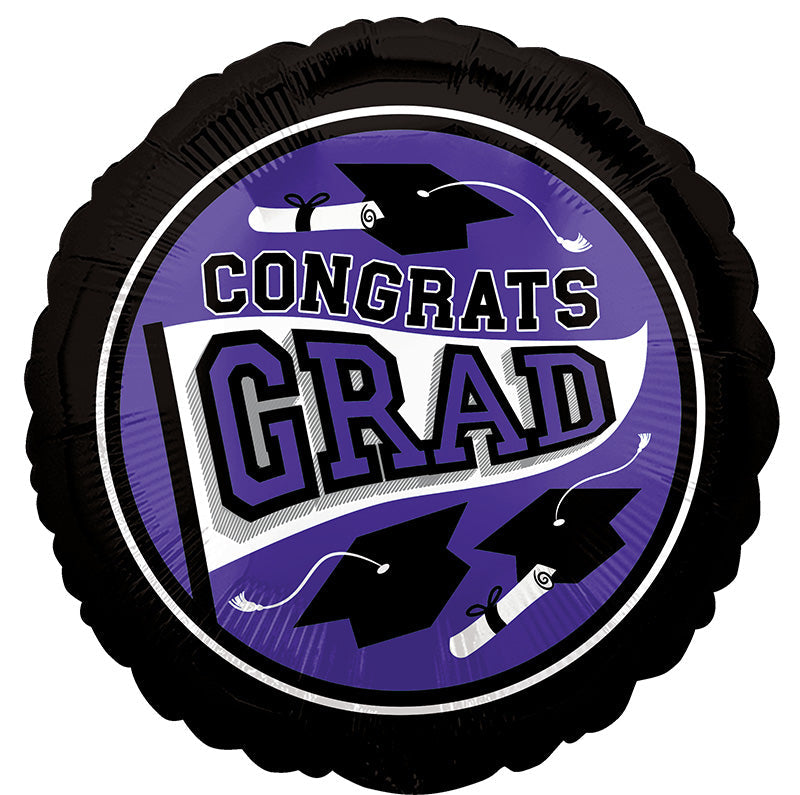 18" School Colors Be True to Your School Grad - Purple Foil Balloon