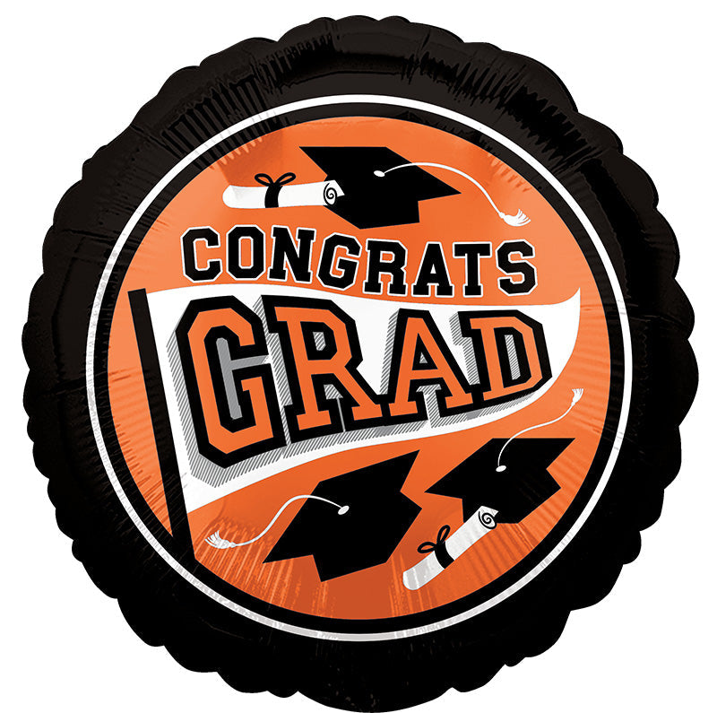 18" School Colors Be True to Your School Grad - Orange Foil Balloon