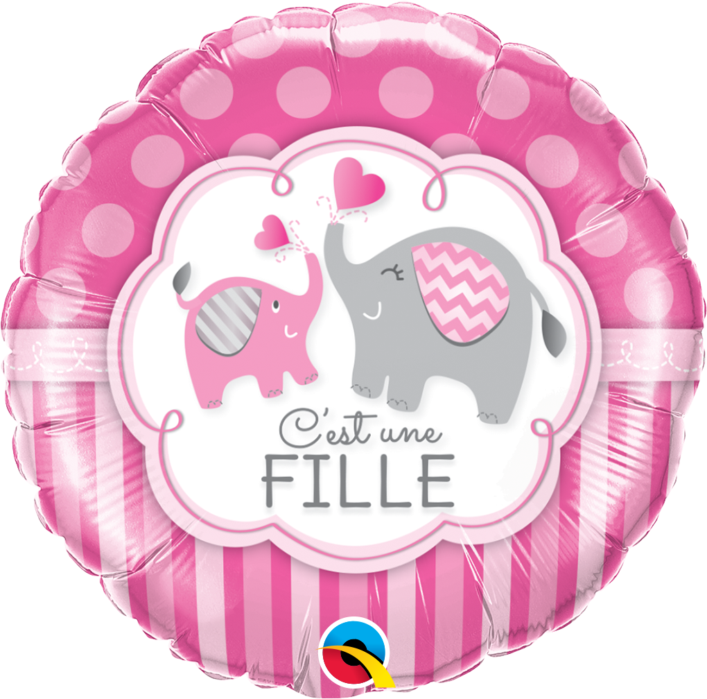 18" Packaged C'Est Une Fille Elephants Balloon