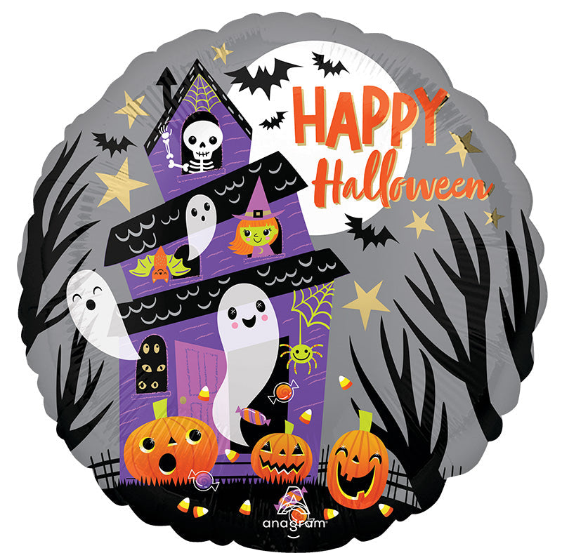 18" Happy Halloween Haunted House Foil Balloon