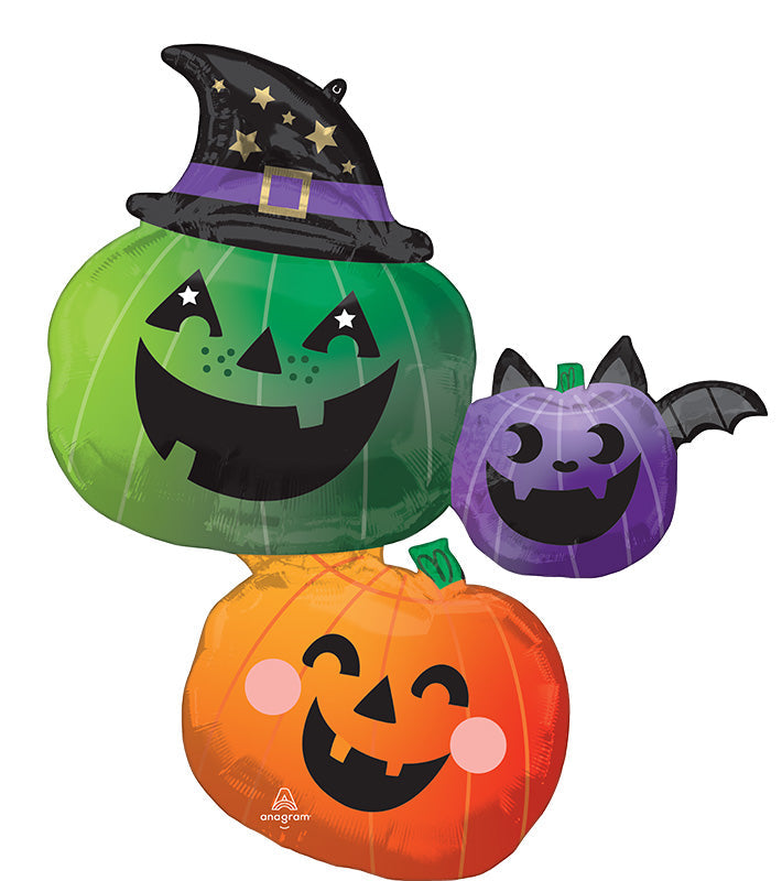33" Fun & Spooky Pumpkin Stacker SuperShape Foil Balloon