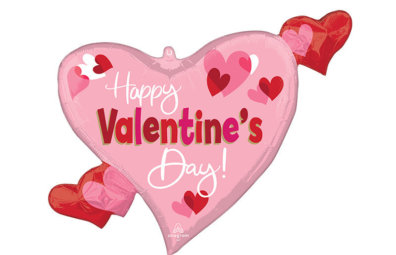 24" Happy Valentine's Day Playful Swirly Heart Foil Balloon
