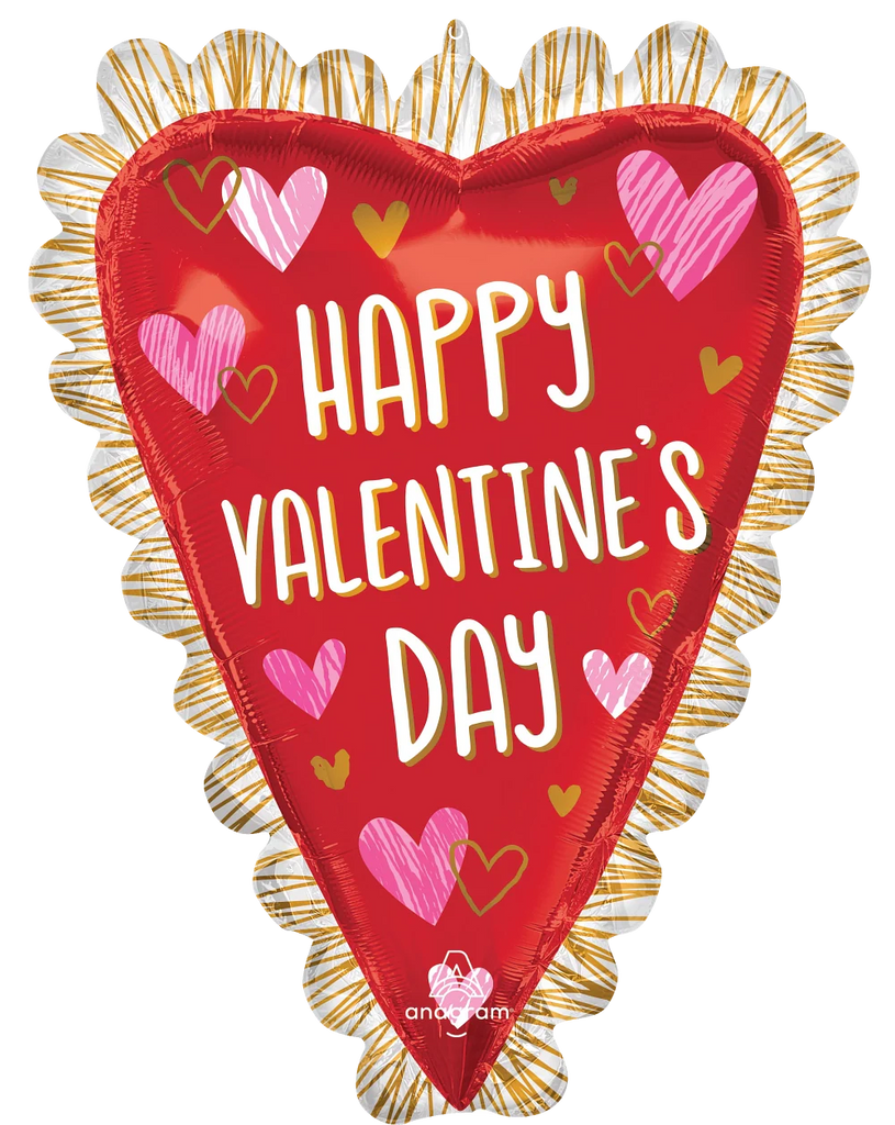 Uninflated 35" Sketched Impressions Elongated Valentine Heart Foil Balloon Made By Anagram Amscan Leader in Foil Balloons/MD